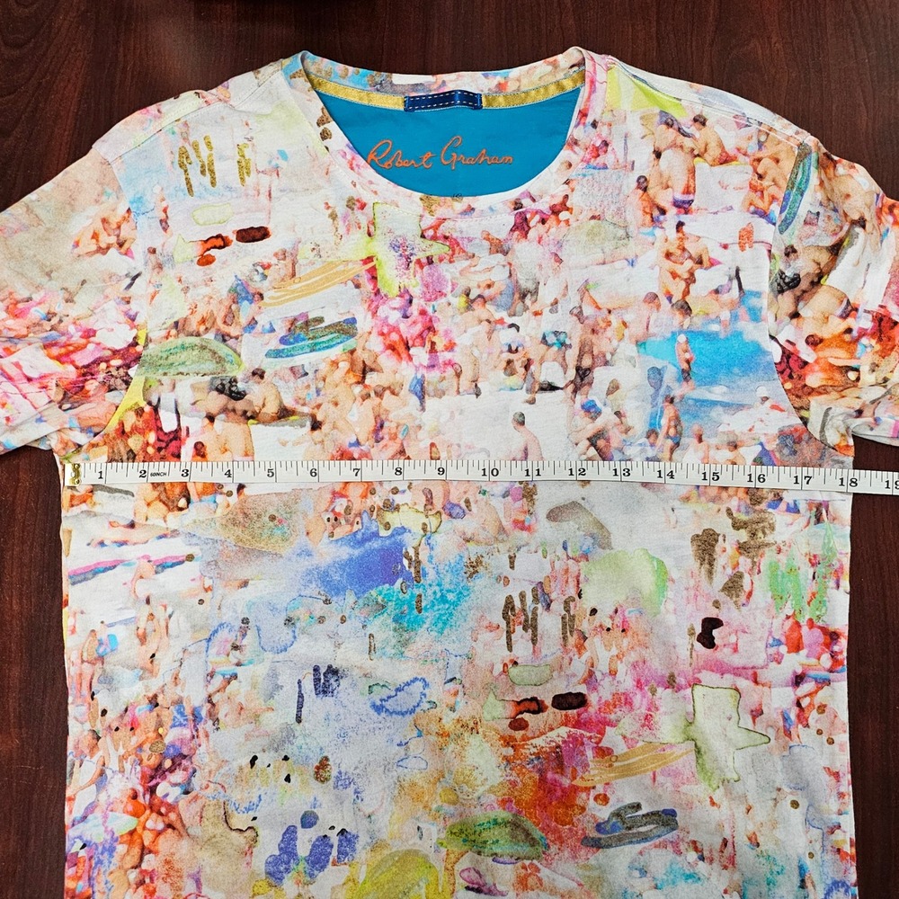 Robert Graham T-Shirt XS Mens Beach Graphic Print Watercolor Artsy Cruise Resort - Picture 8 of 11